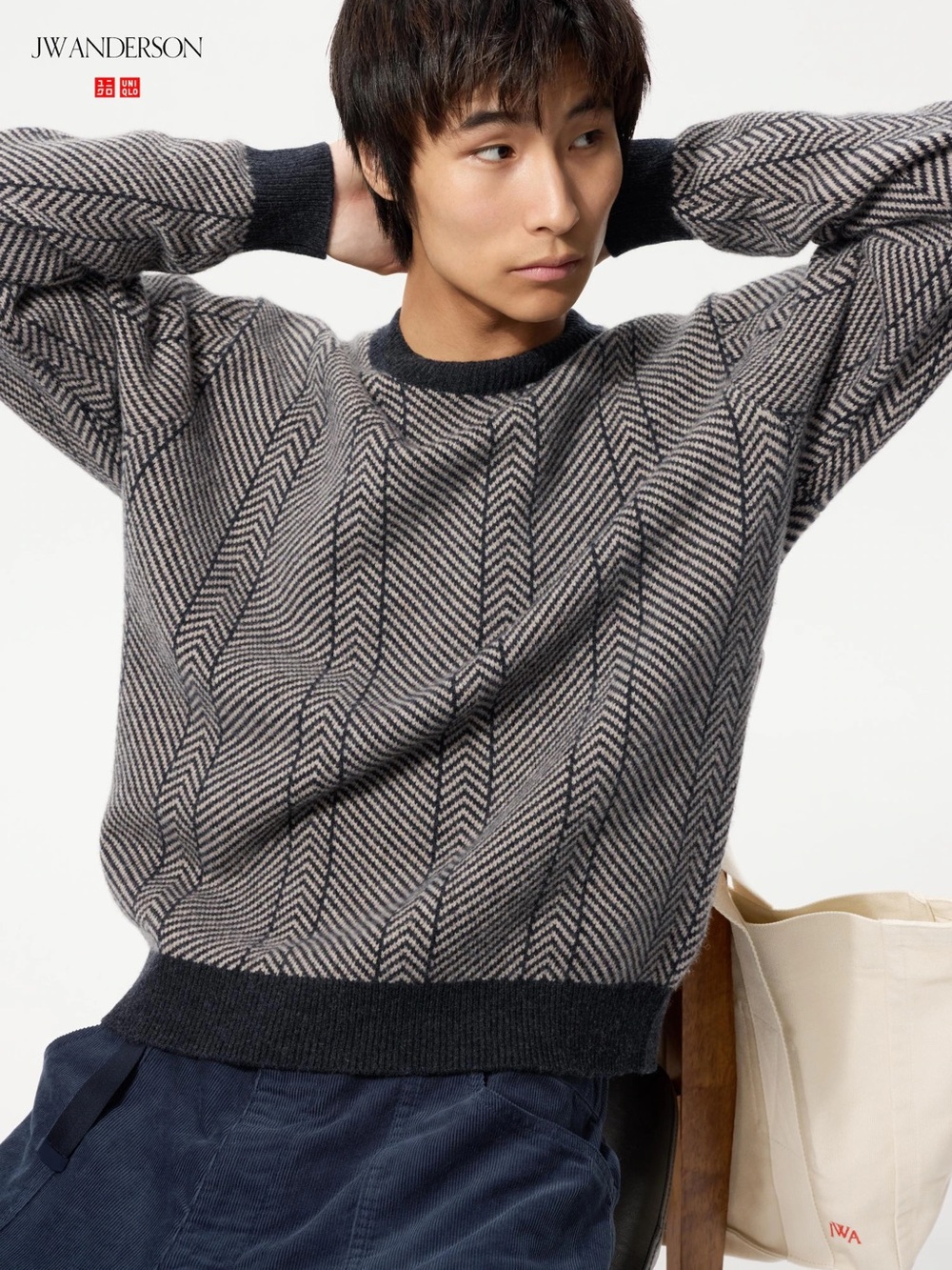 JW Anderson x Uniqlo Black & Creme Chevron Knit Sweater
